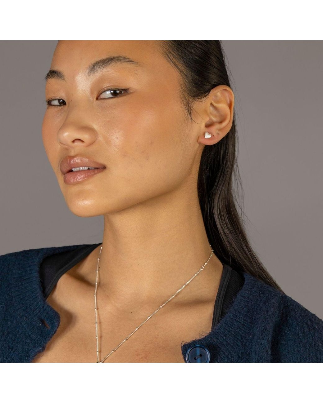 Claire Hill Designs Metallic Brushed Heart Stud Earrings