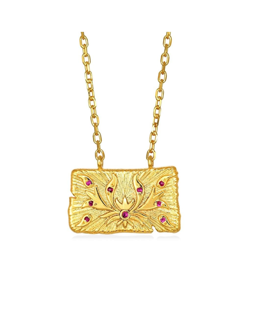 Myrto Katramadou Jewellery Metallic Lotus Necklace-Plated-Ruby