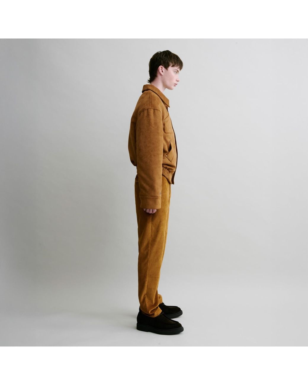Luroq London Brown Straight Cord Trousers for men