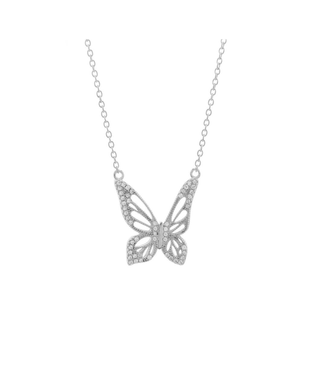 Seven Saints Metallic Graceful Spirit Butterfly Necklace, Rhodium