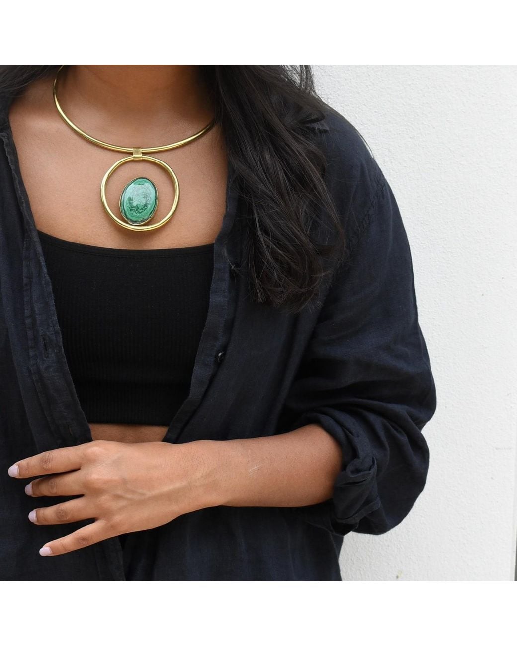 Lala Salama Blue Emerald Malachite Choker