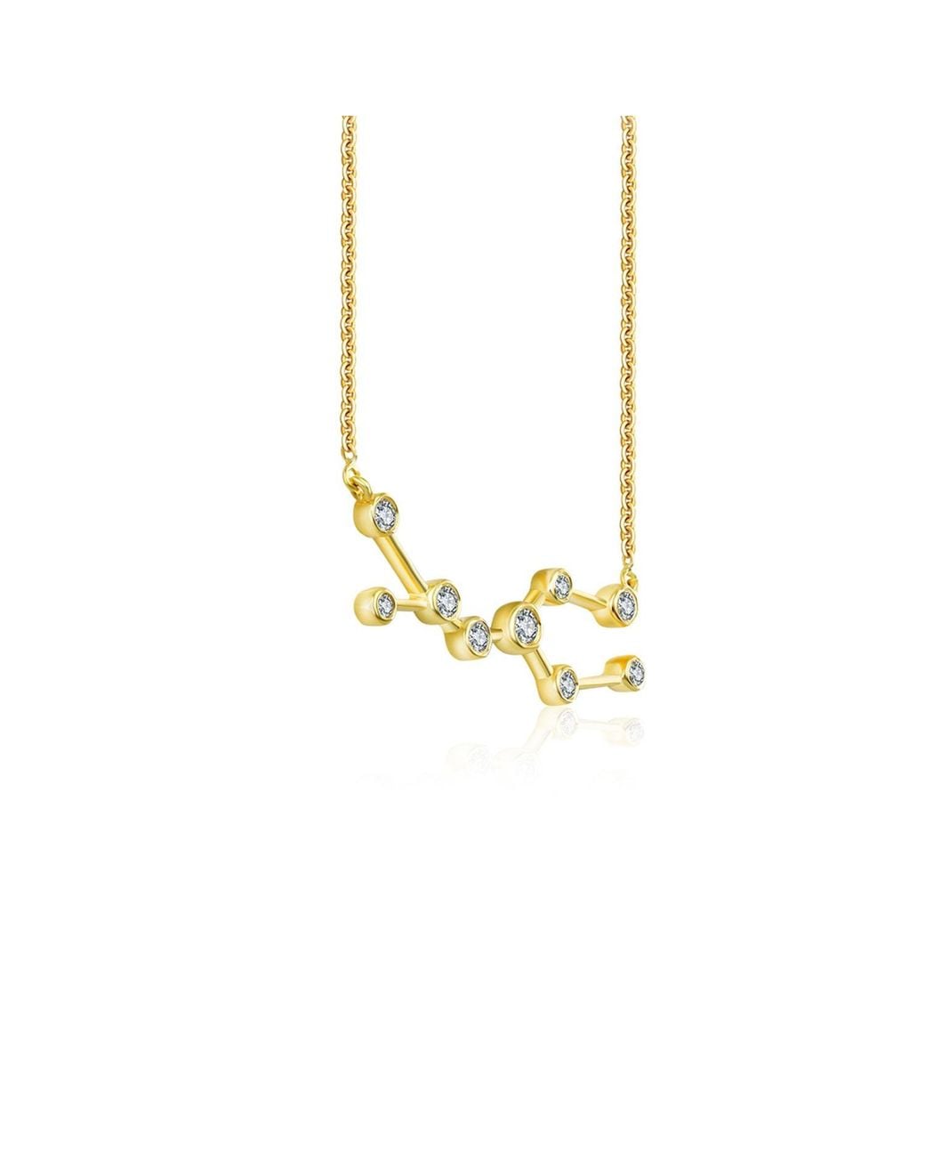Genevieve Collection Metallic Gemini Zodiac Constellation Necklace 18K & Diamond