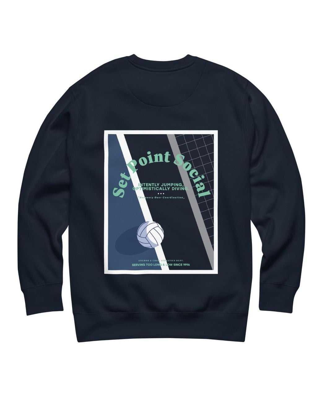 Anchor and Crew Blue Set Point Social Volleyball Club League Organic Cotton Sweatshirt