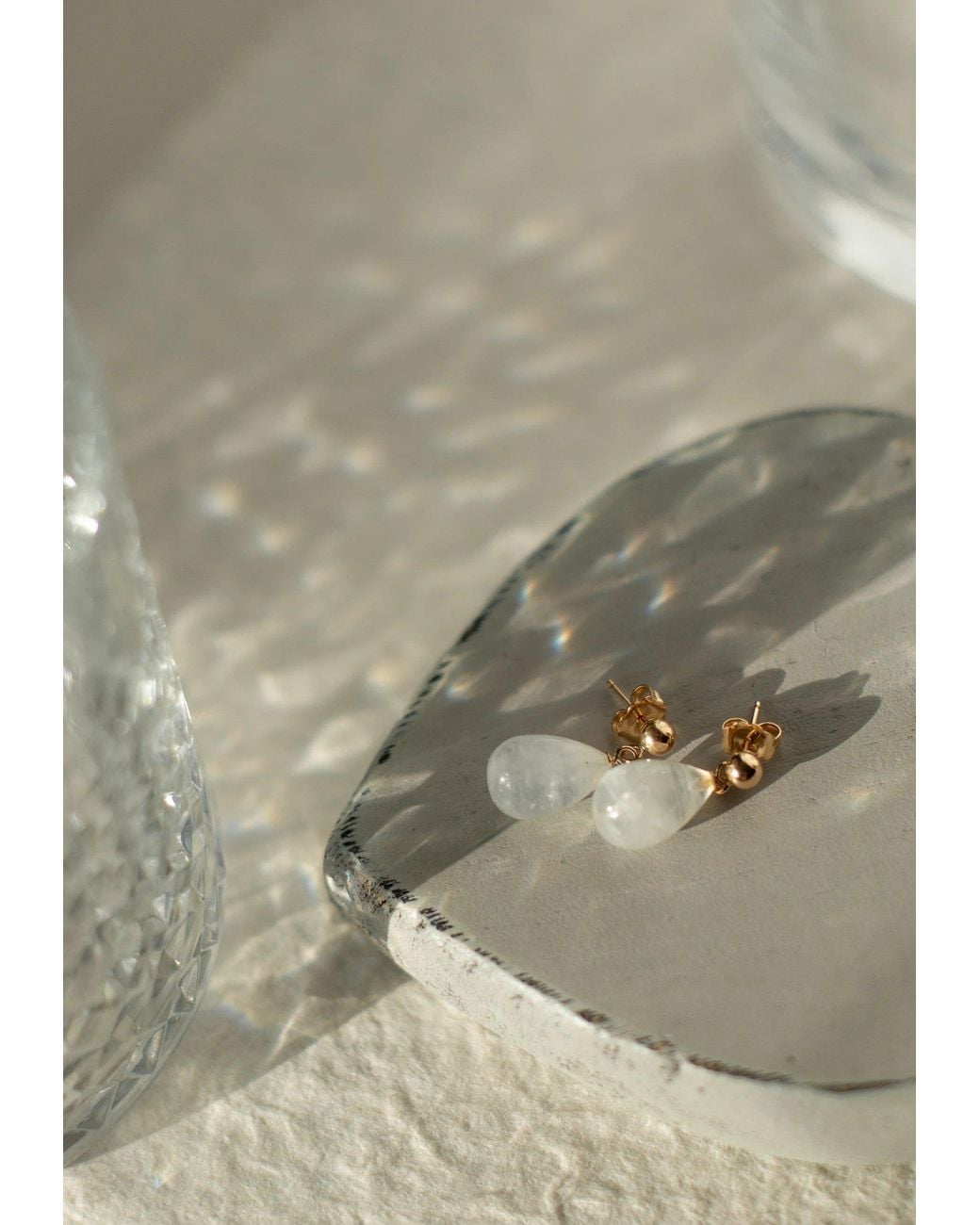 Katy Faye White Neutrals September Moonstone Earrings
