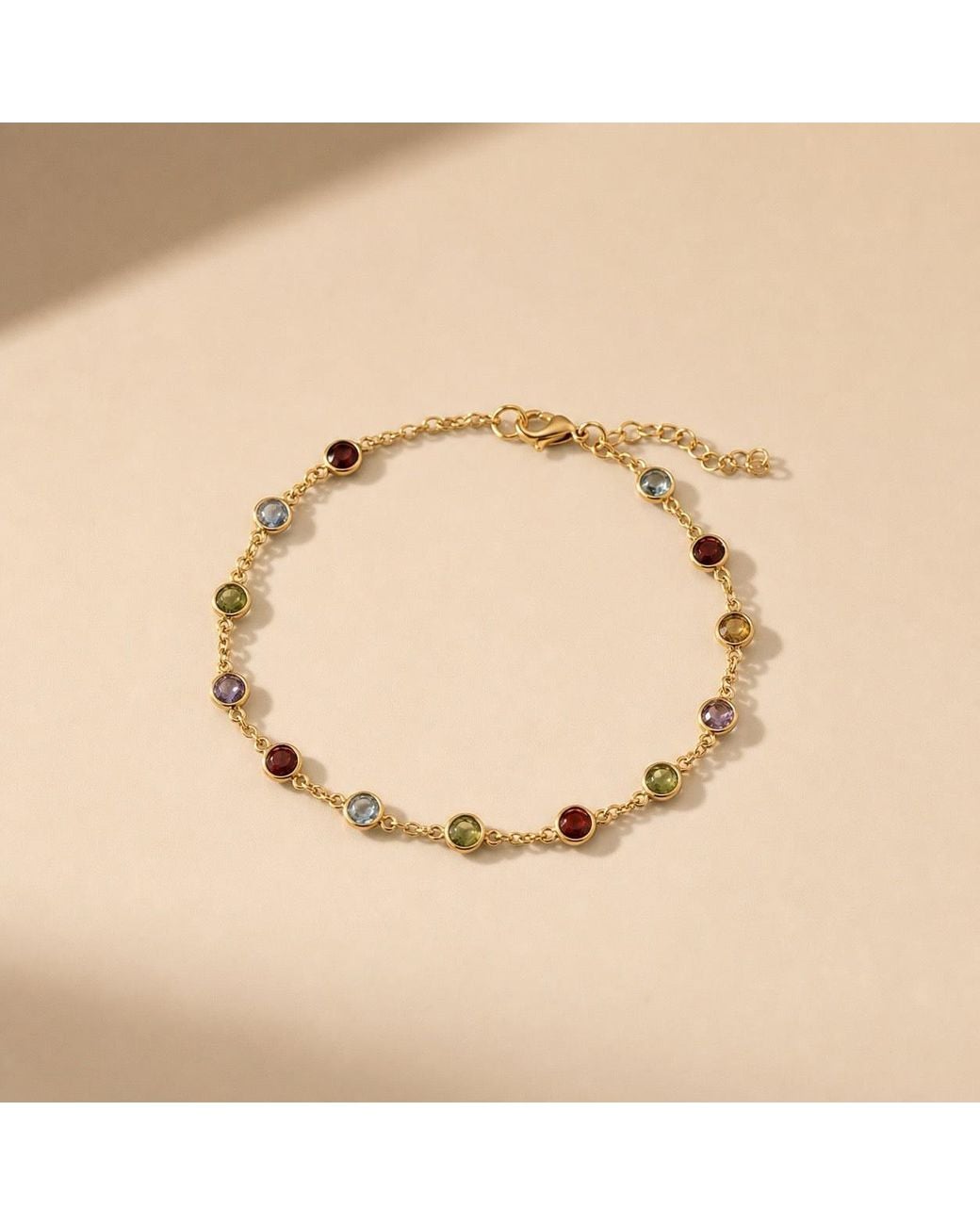 Saéa Metallic Mixed Gemstone Bezel Station Chain Bracelet