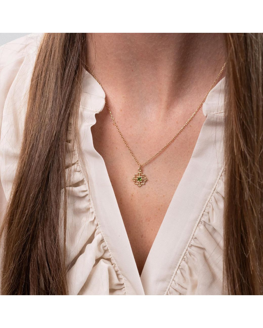 Zoe & Morgan Metallic Centred Necklace Chrome Diopside