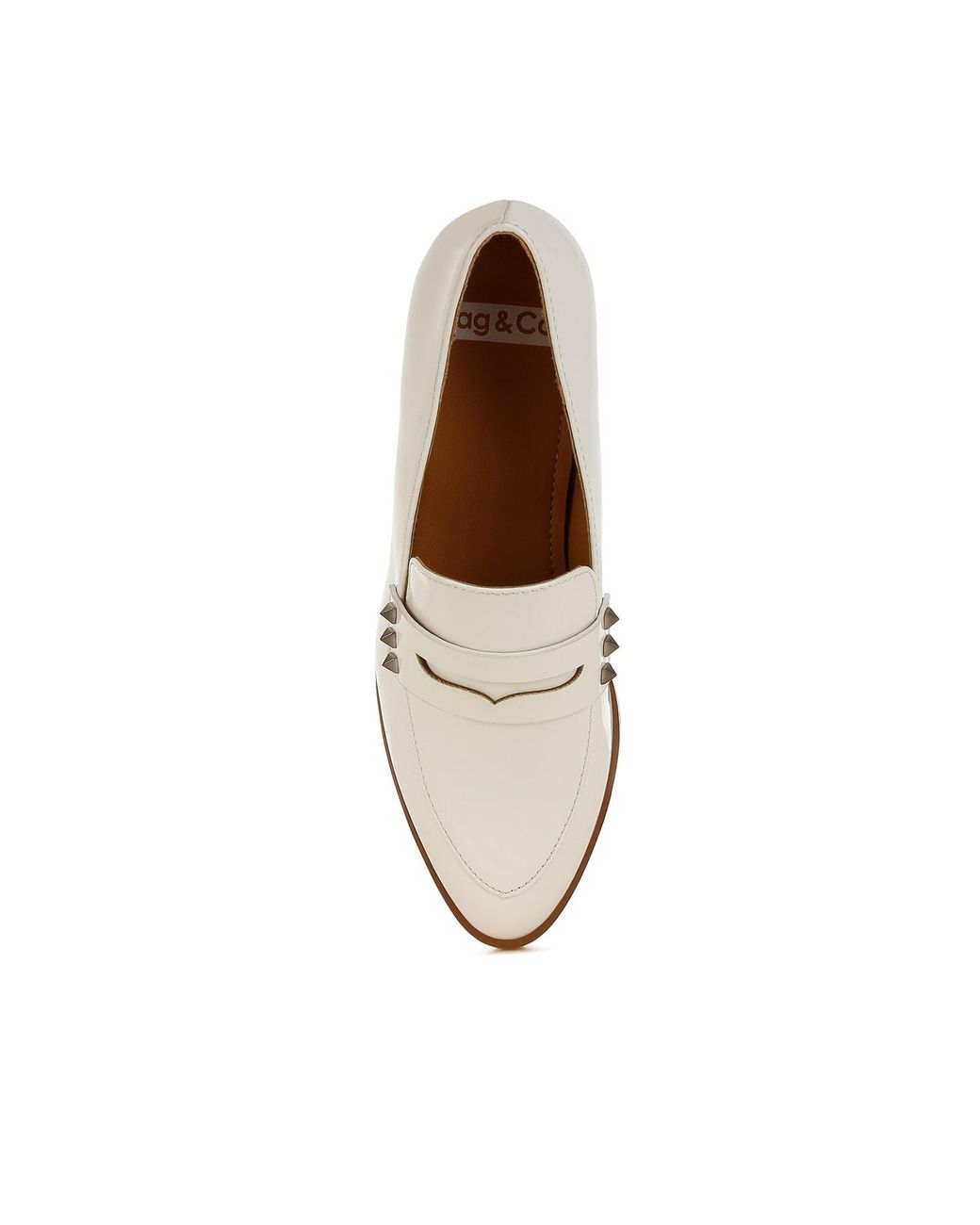 Rag & Co White Noshiya Off Patent Pleather Penny Loafers By Rag & Co