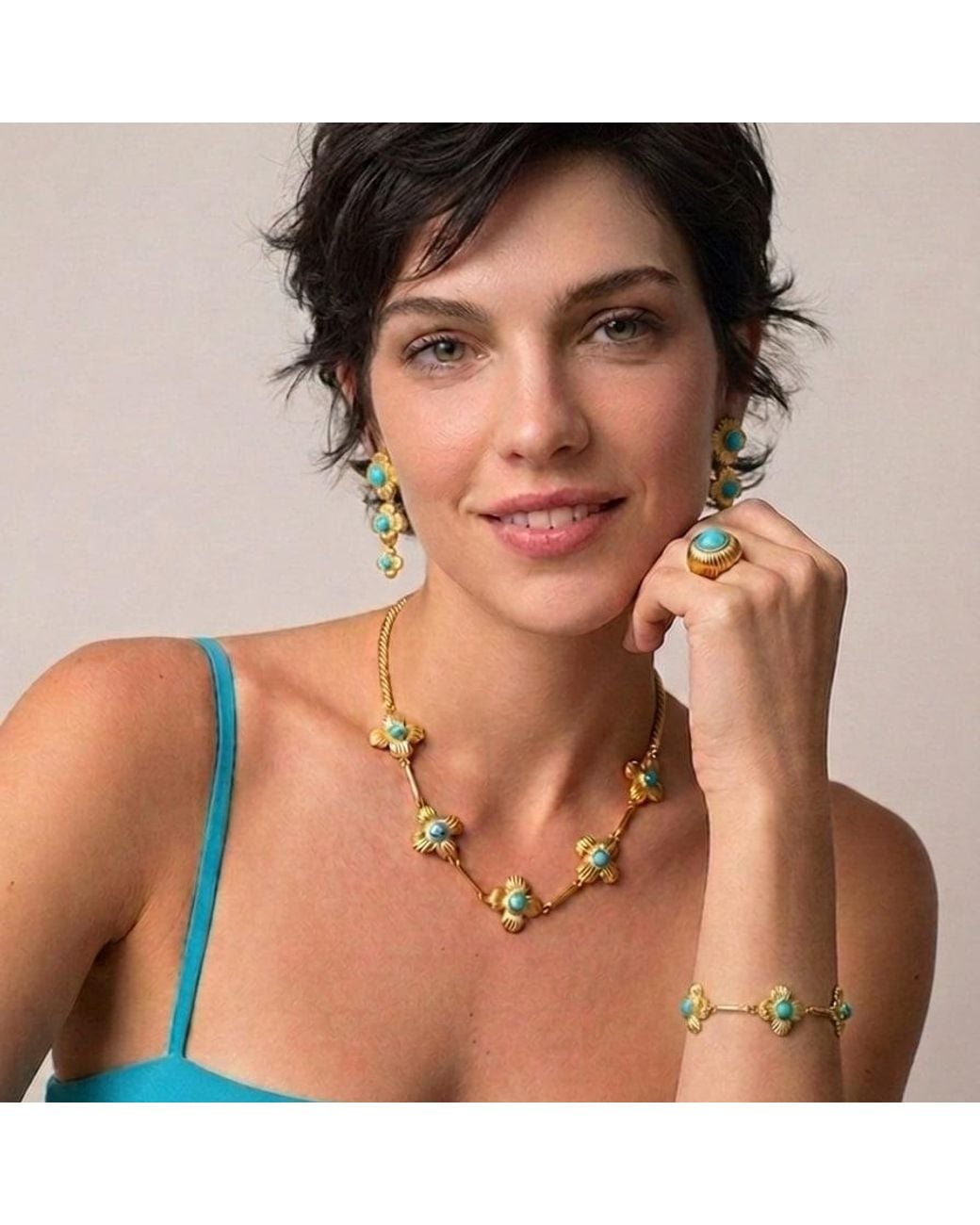 GEM BAZAAR Blue Fleur D'Amour Earrings
