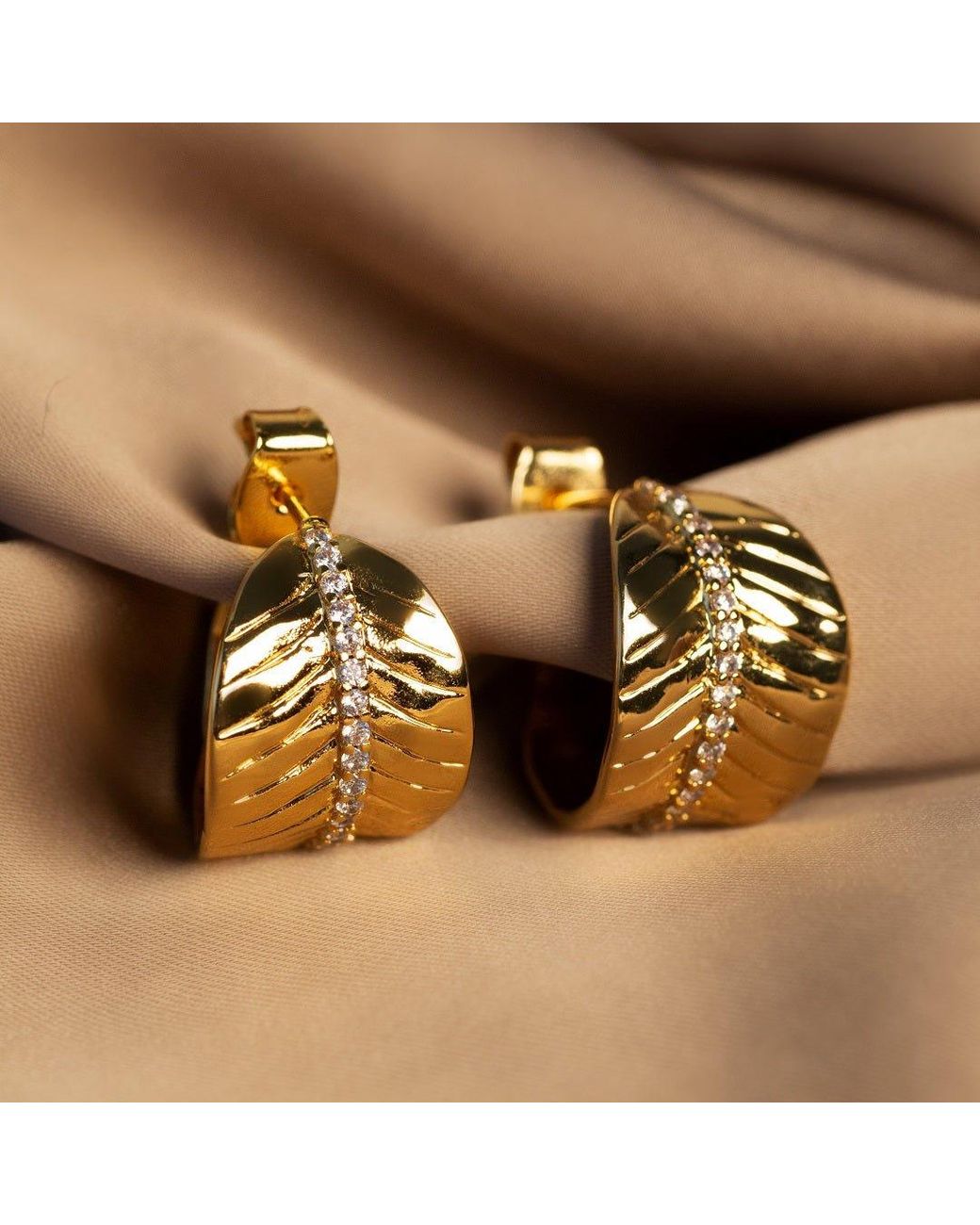 With Love Darling Metallic Ashok Leaf Earrings