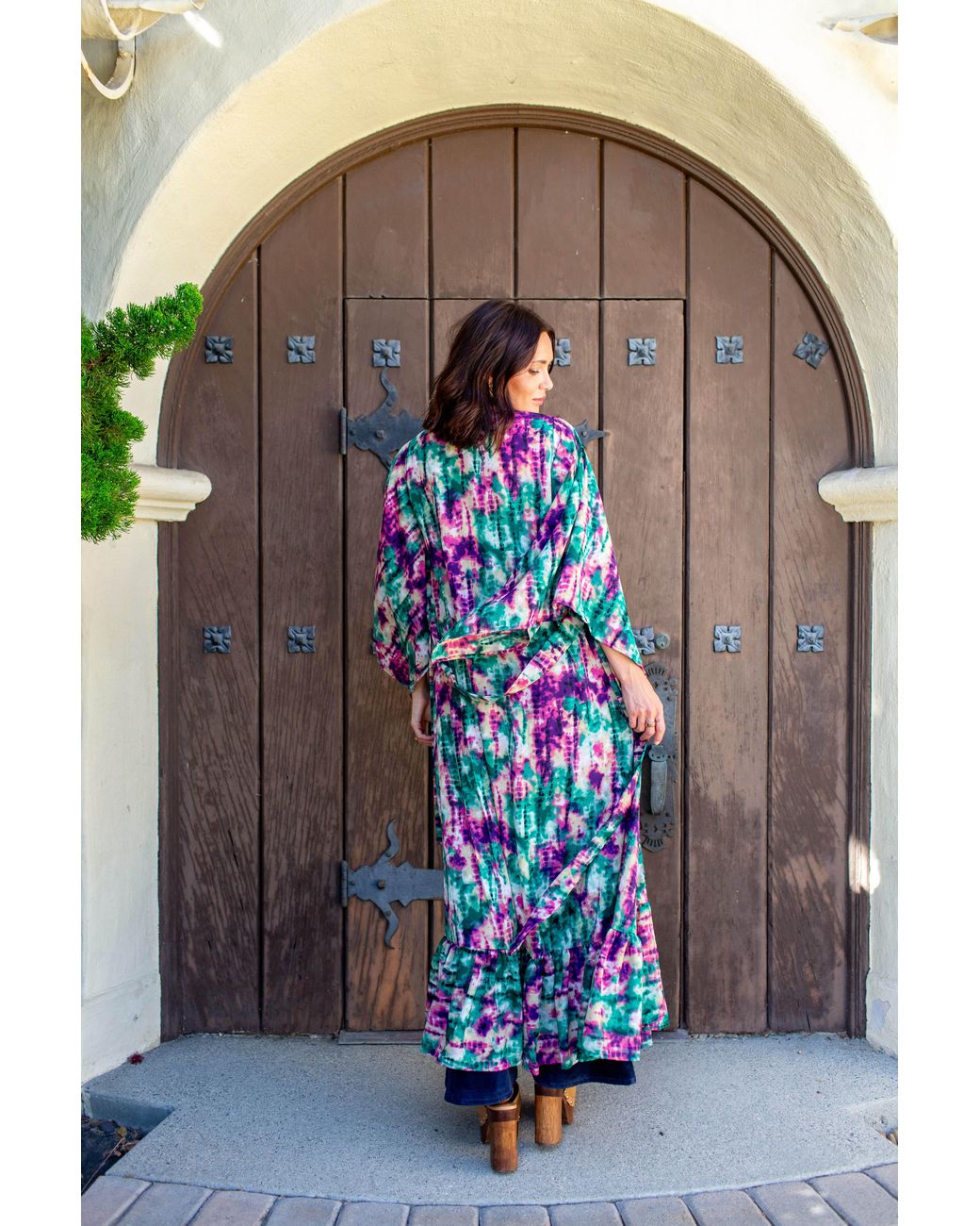 Jennafer Grace Green Janys Scarf Sleeve Kimono