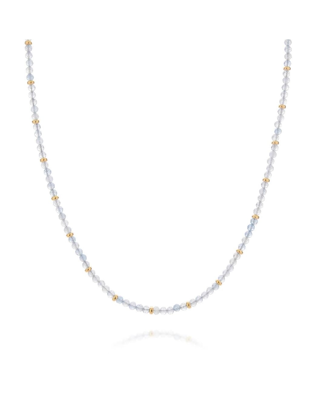 Nellou Jewellery Metallic Aquamarine March Birthstone Orbit Necklace