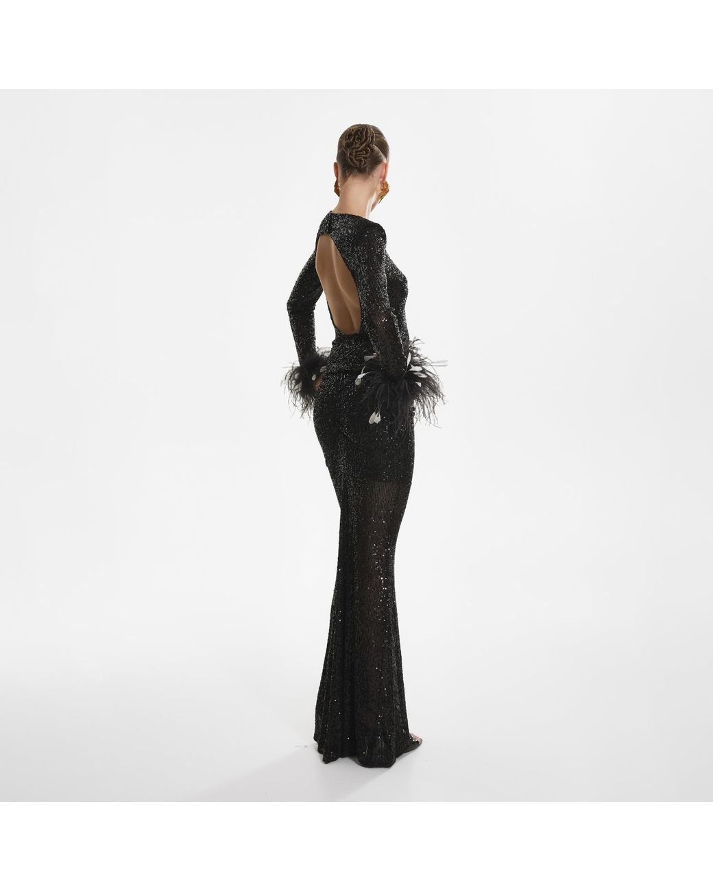 Lita Couture Black Open-Back Sequin Top