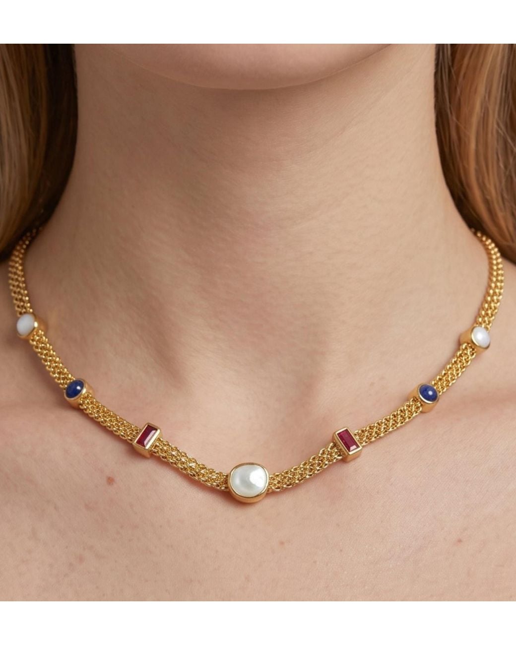 Uchi and Soto Metallic Enso Mixed Semi Precious Necklace