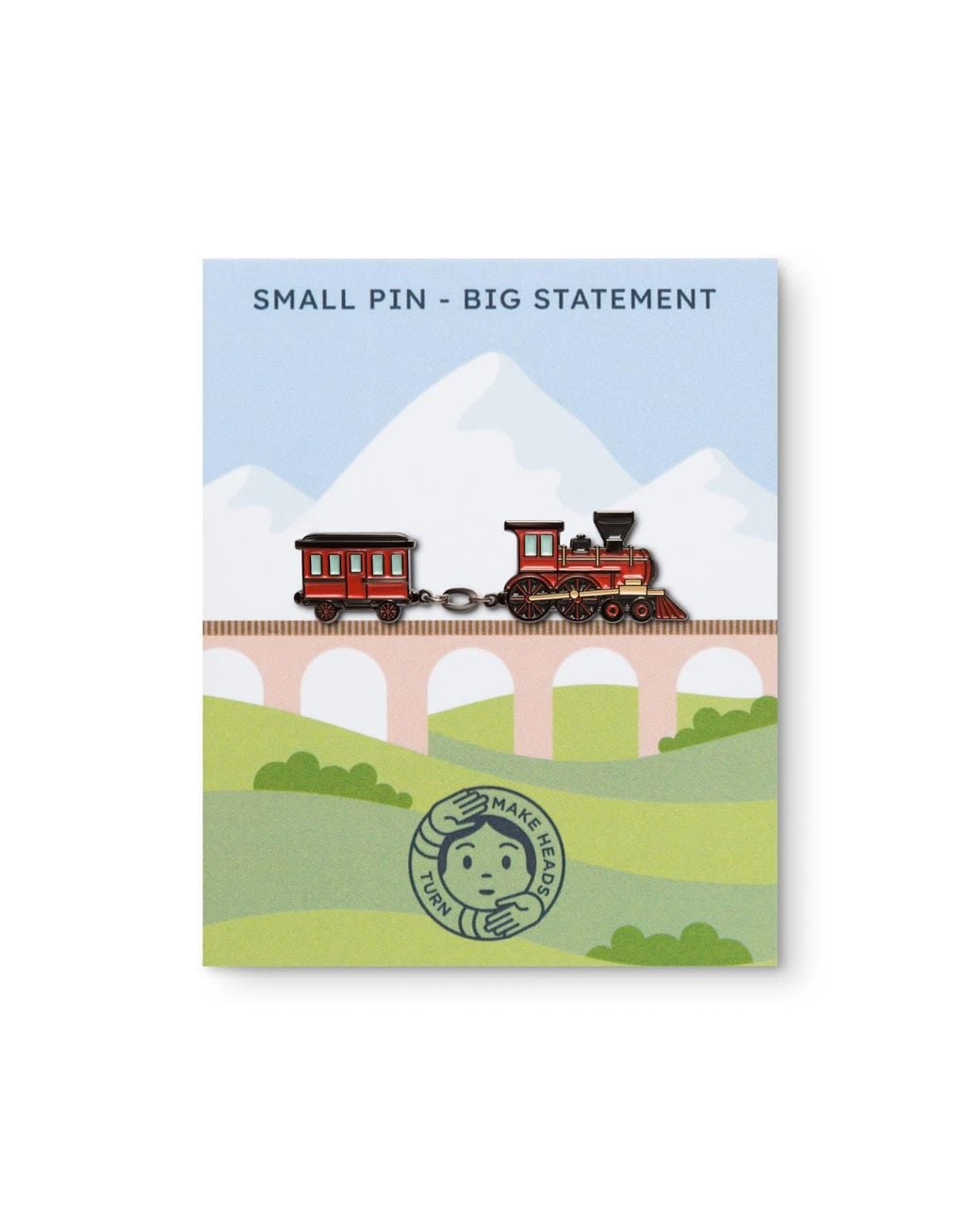 Make Heads Turn Red Enamel Pin Train Journey