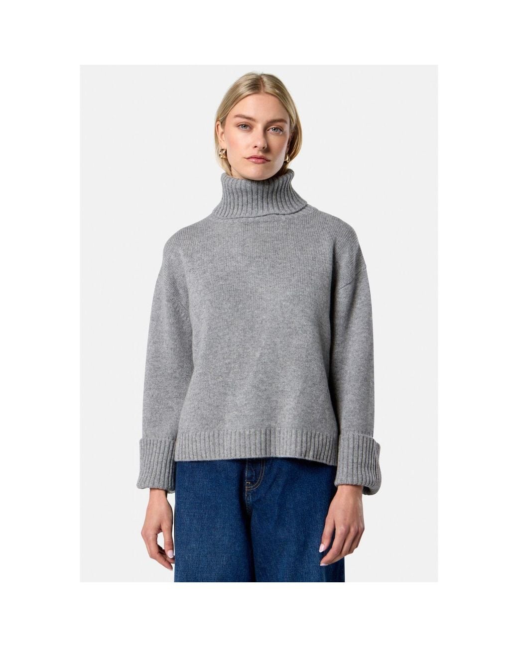 Helen Mcalinden Gray Carol Chunky Marl Cashmere Roll-Neck Sweater