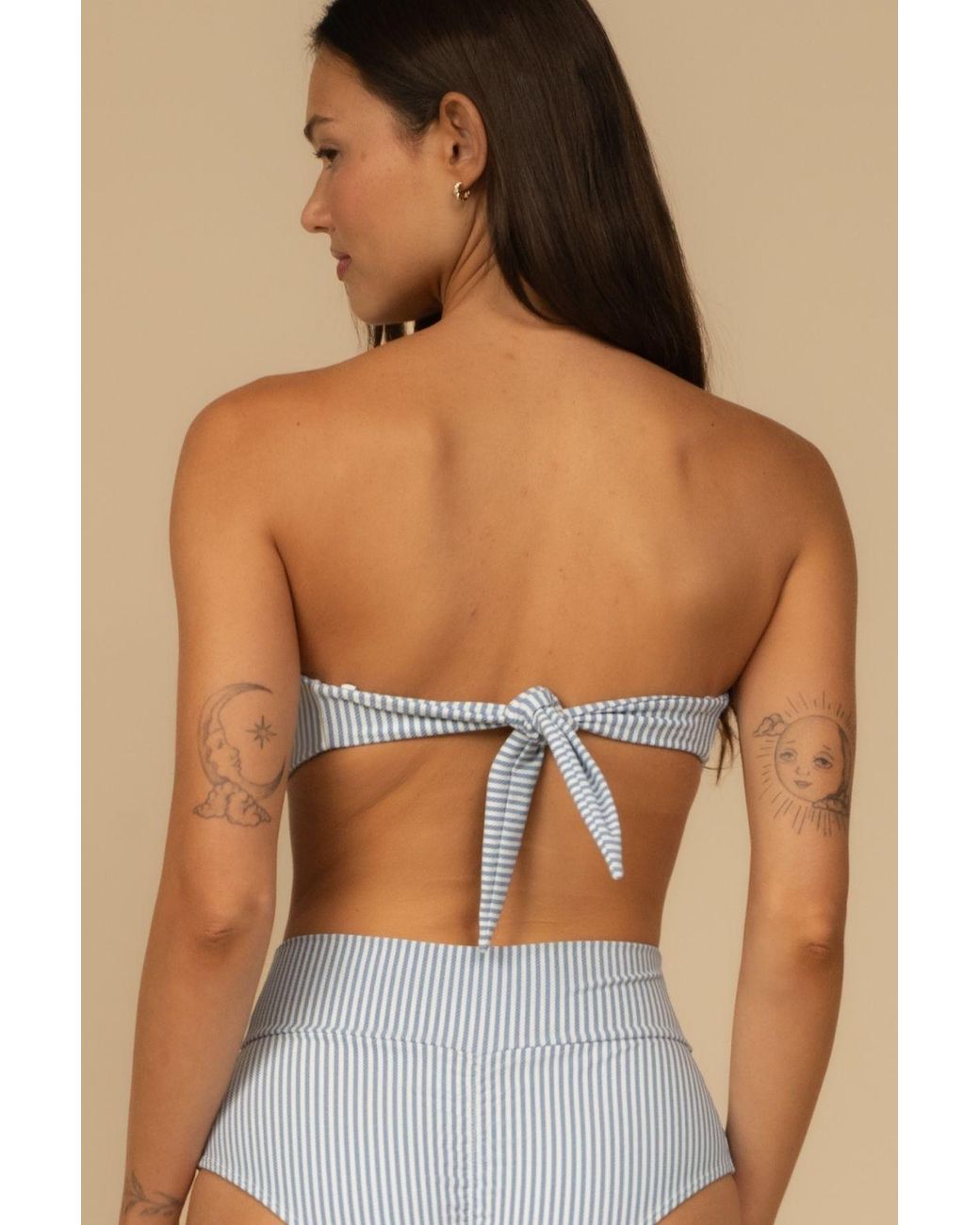 Montce Blue Classic Stripe Tori Ties Bandeau Bikini Top