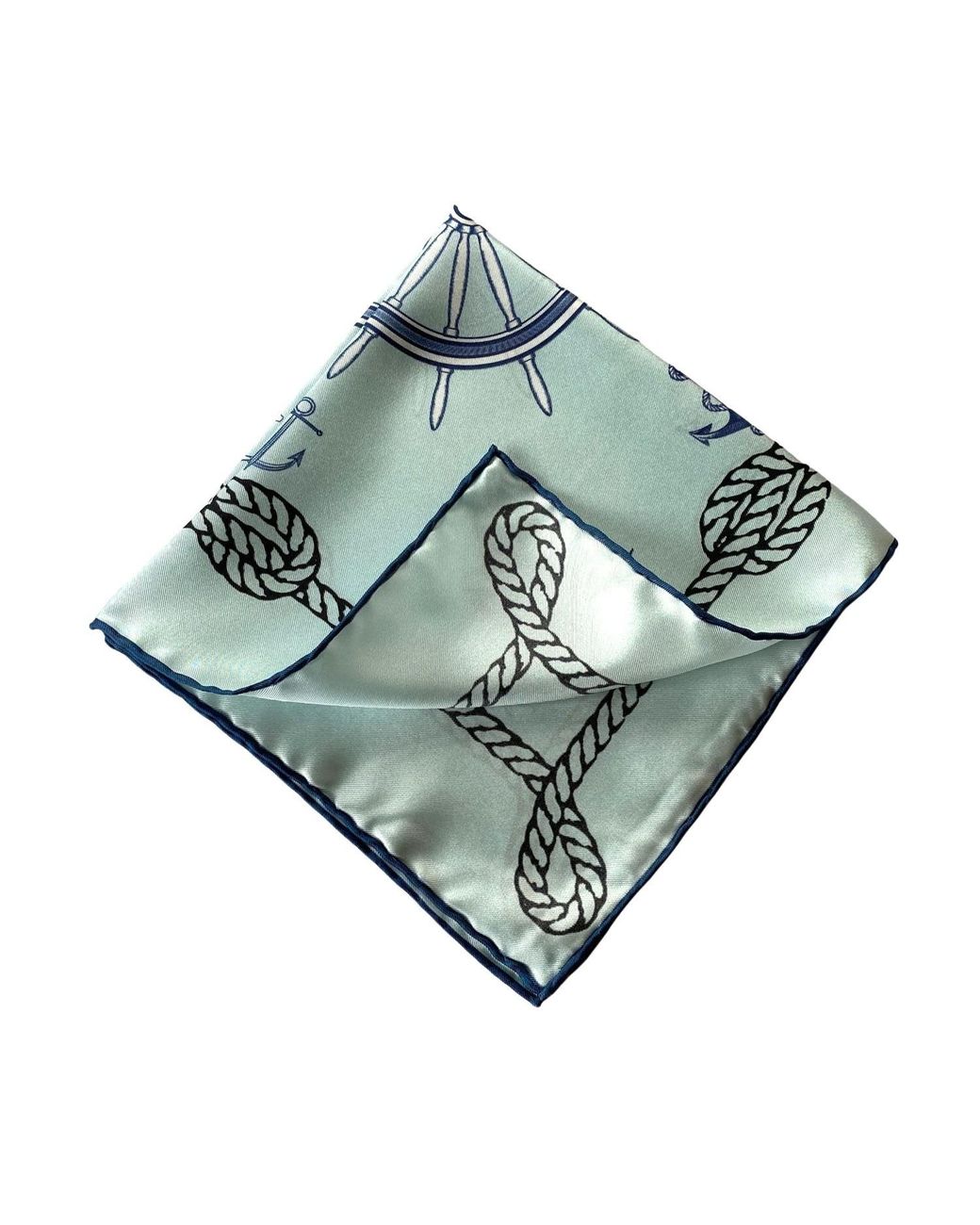 Ralufineart Green Silk Neckerchief Nautical Chic