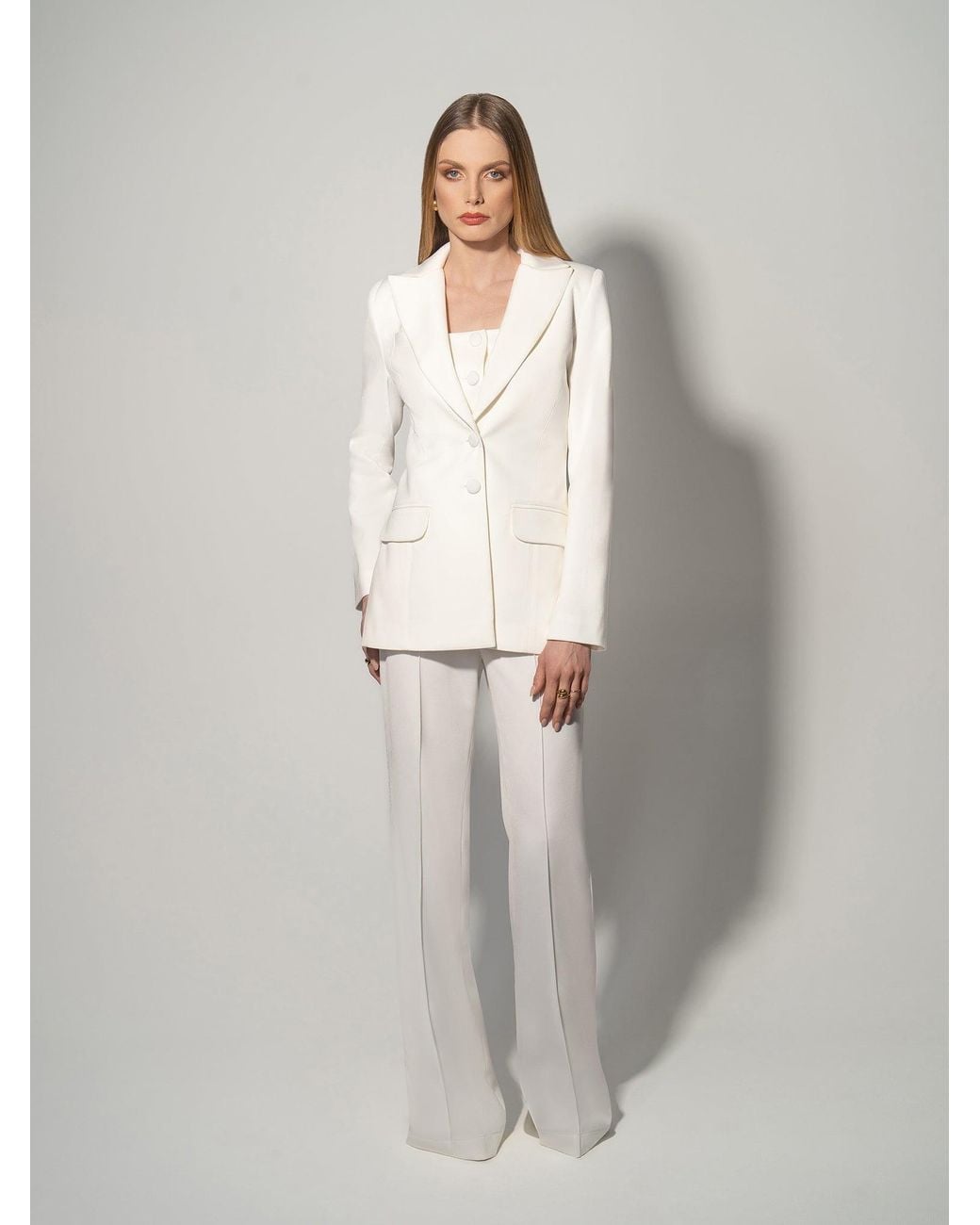 Tia Dorraine White Classic Chic Tailored Suit