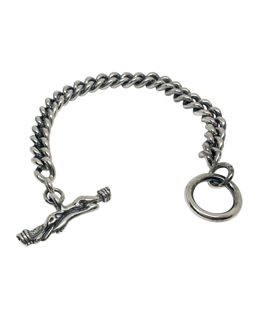 Tg-Jewellery by Tamara Gervasio Metallic Sterling Curb Chain Bracelet With Celtic Crocodile Hand T-Bar Clasp for men