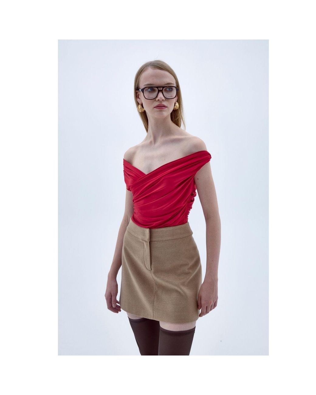 NAZLI CEREN Natural Neutrals Marde Wool Mini Skirt