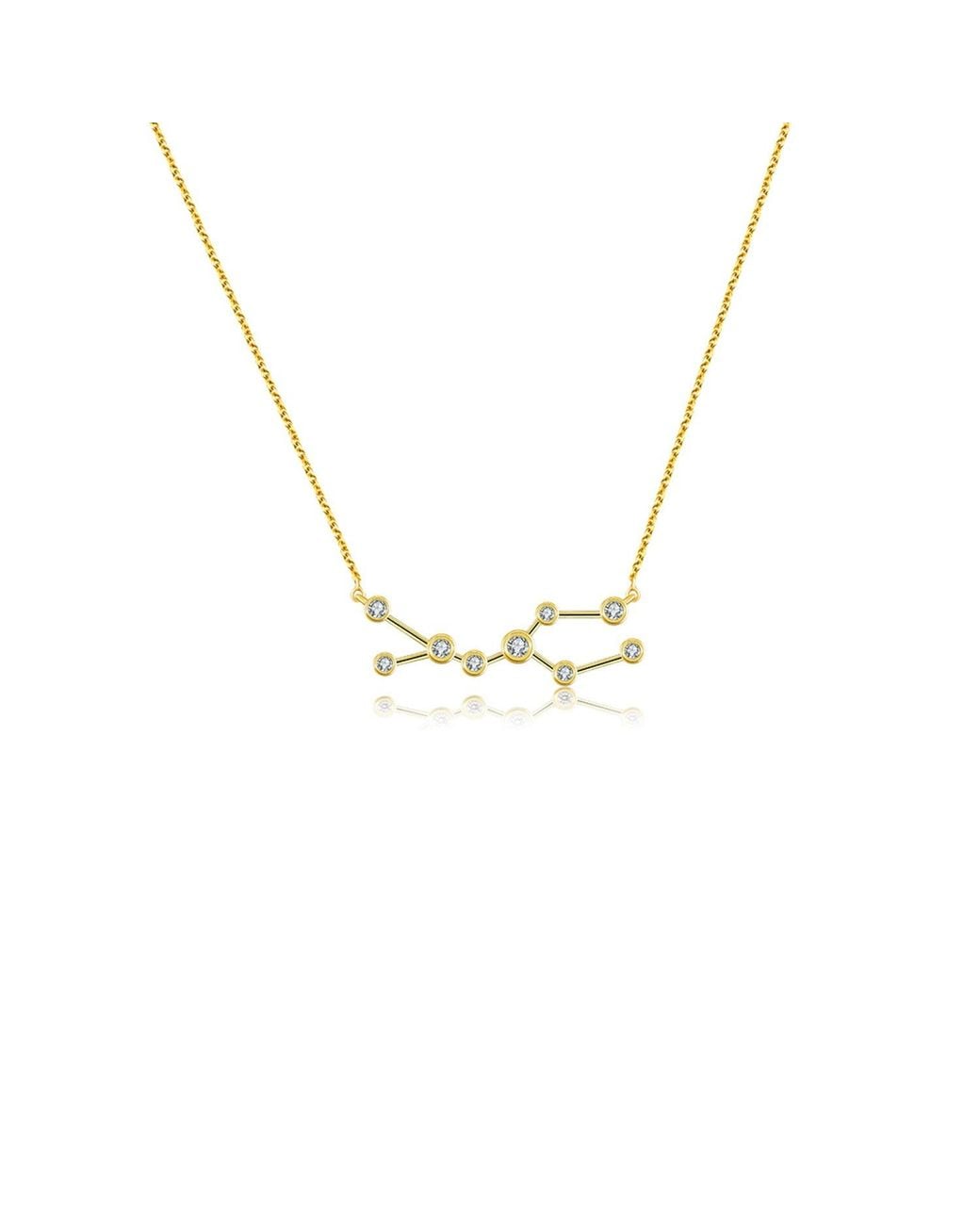 Genevieve Collection Metallic Gemini Zodiac Constellation Necklace 18K & Diamond