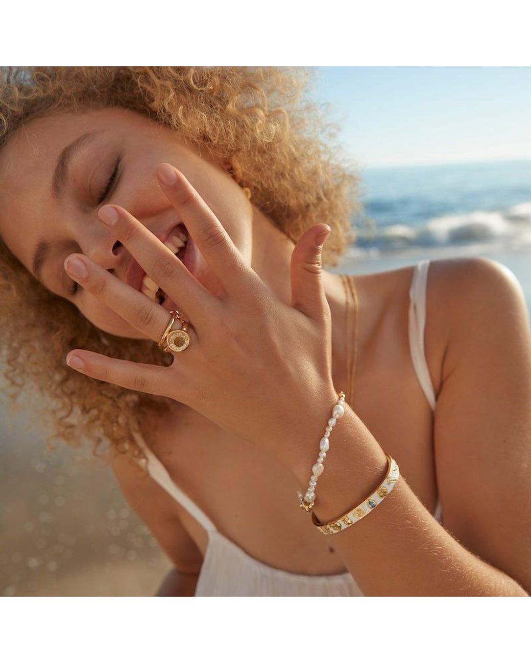 With Love Darling Metallic Knot Pearl Bracelet