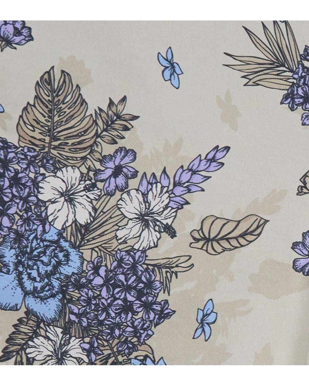 Lords of Harlech Blue Neutrals Clyde Clumped Floral Natural Flat Front Short for men