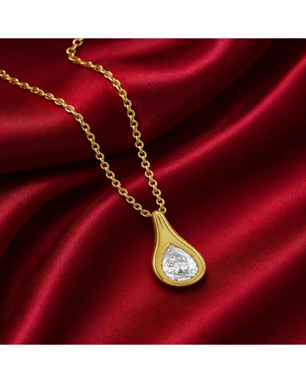 Artisan Metallic 14K Pear Diamond Teardrop Pendant Necklace