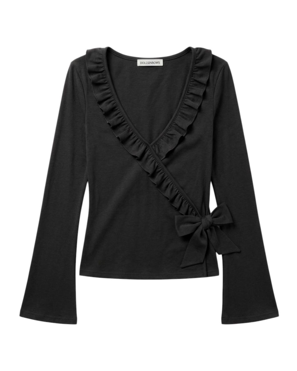 Dollsinbows Black Morgan Cotton Bell Sleeve Top