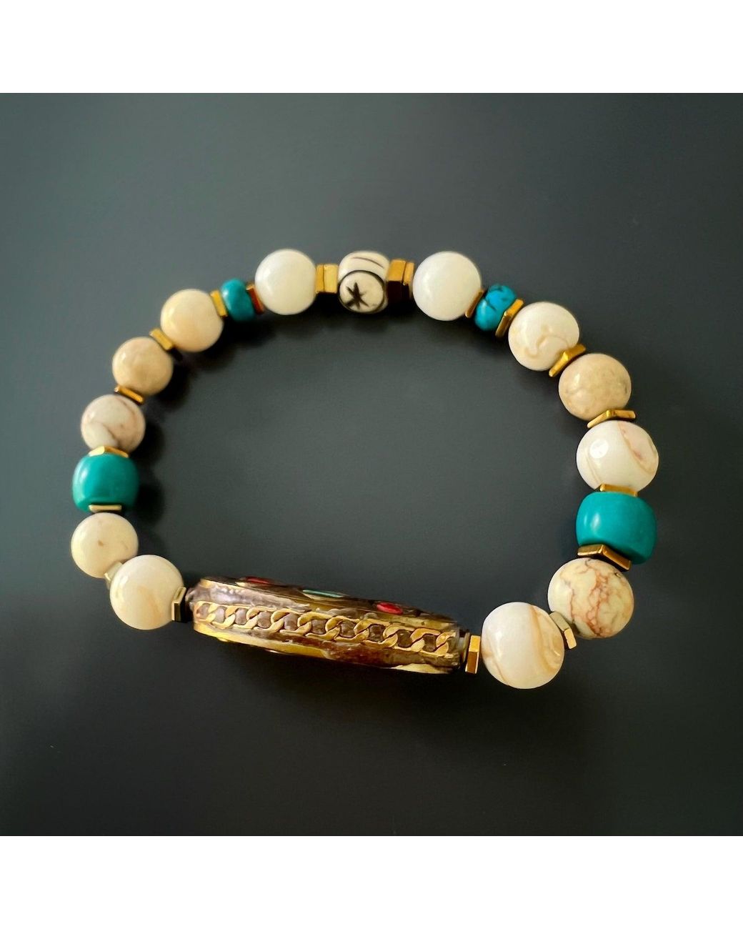 Ebru Jewelry Metallic Om Mani Padme Hum Nepal Bracelet