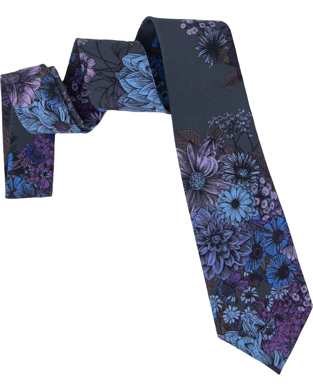 Lords of Harlech Blue Floral Merino Wool Polka Dot Silk-Lined Tie for men