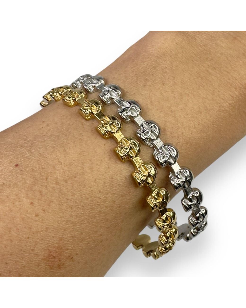 Jagged Halo Jewelry Metallic Eternity Skull Bangle