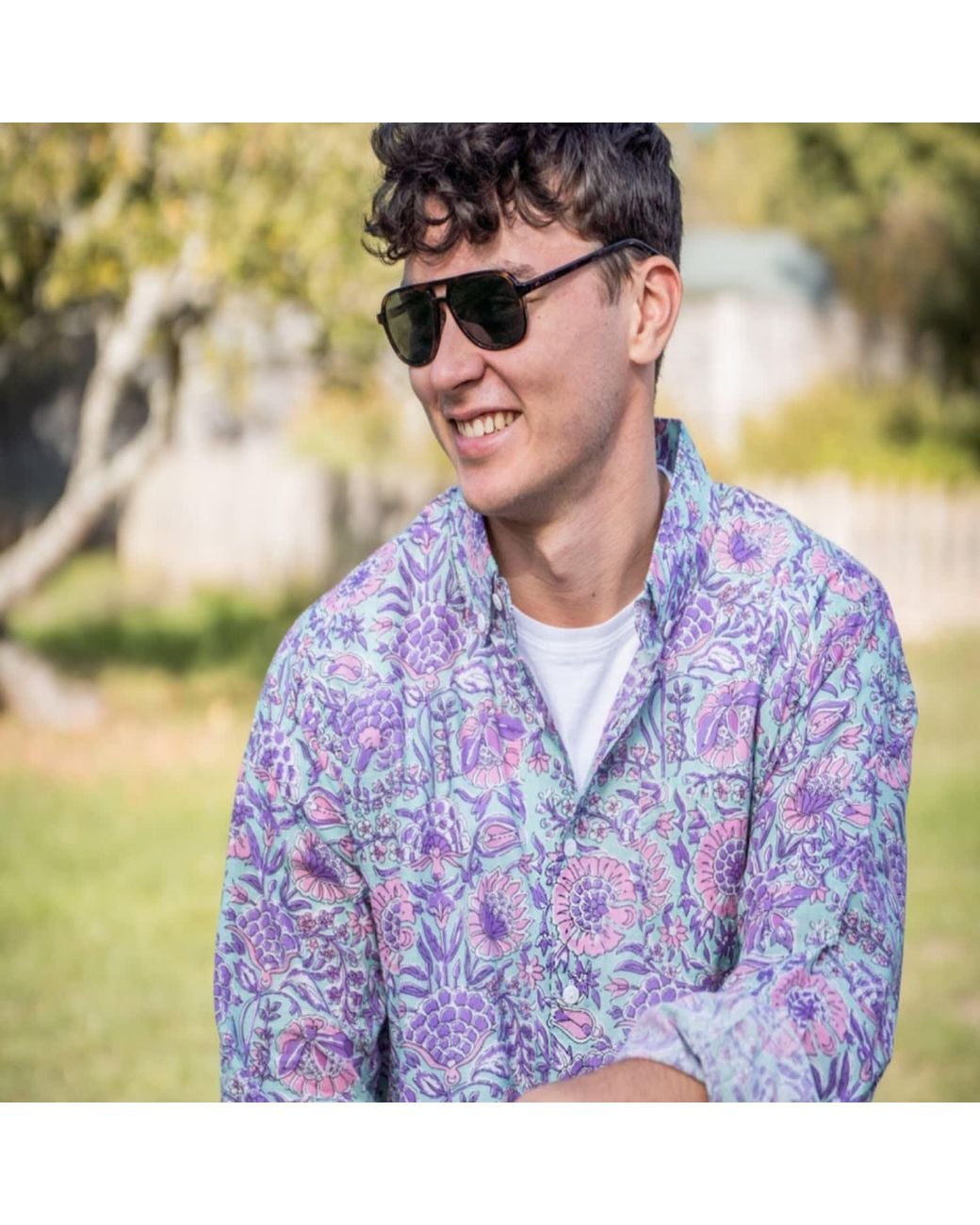 Jago's Tribe Purple Bloom Tribe Shirt for men