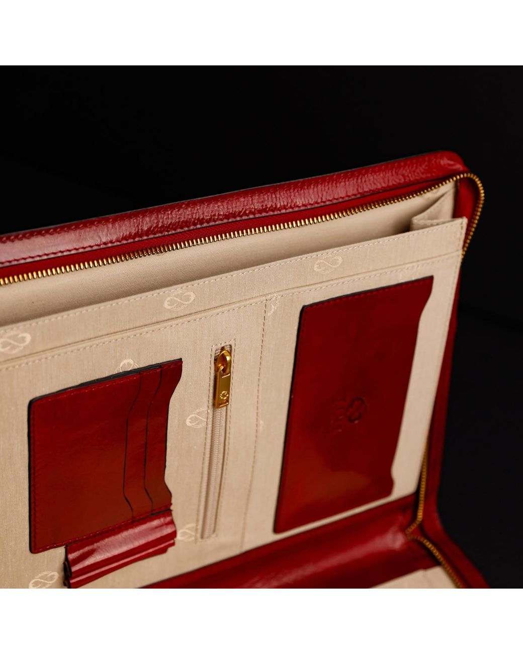 Time Resistance Red Leather Documents Folder Organizer