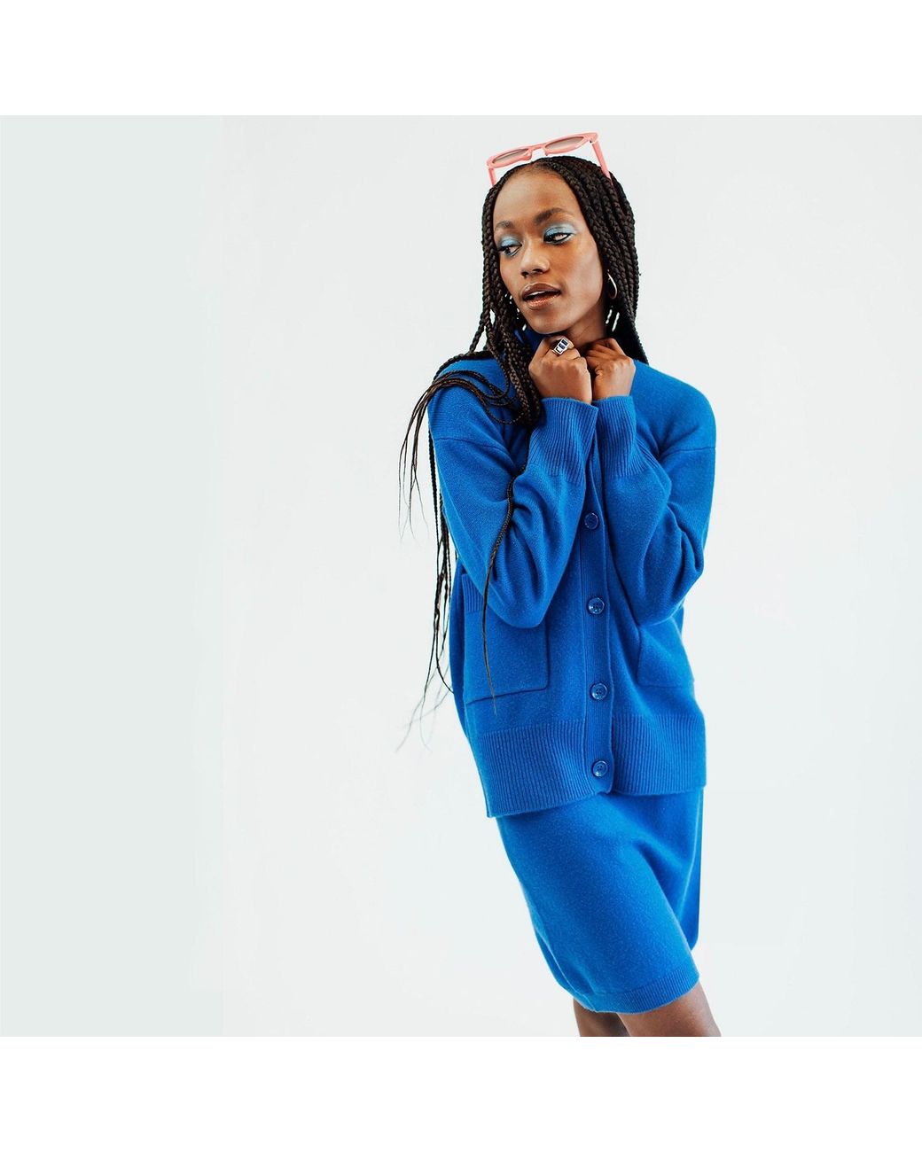 Zenzee Blue Cashmere V-Neck Cardigan