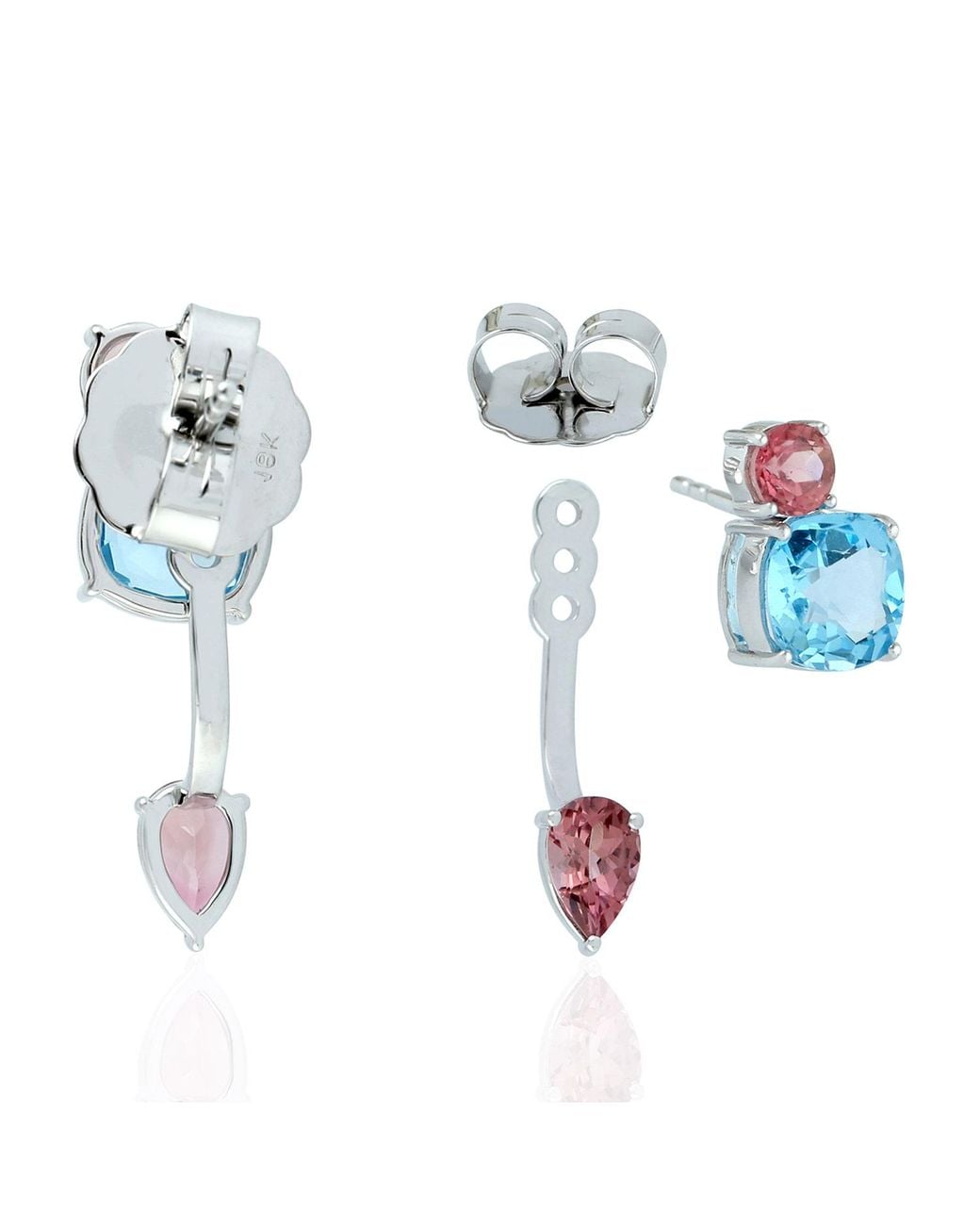 Artisan Blue Topaz & Tourmaline Ear Jacket Earrings