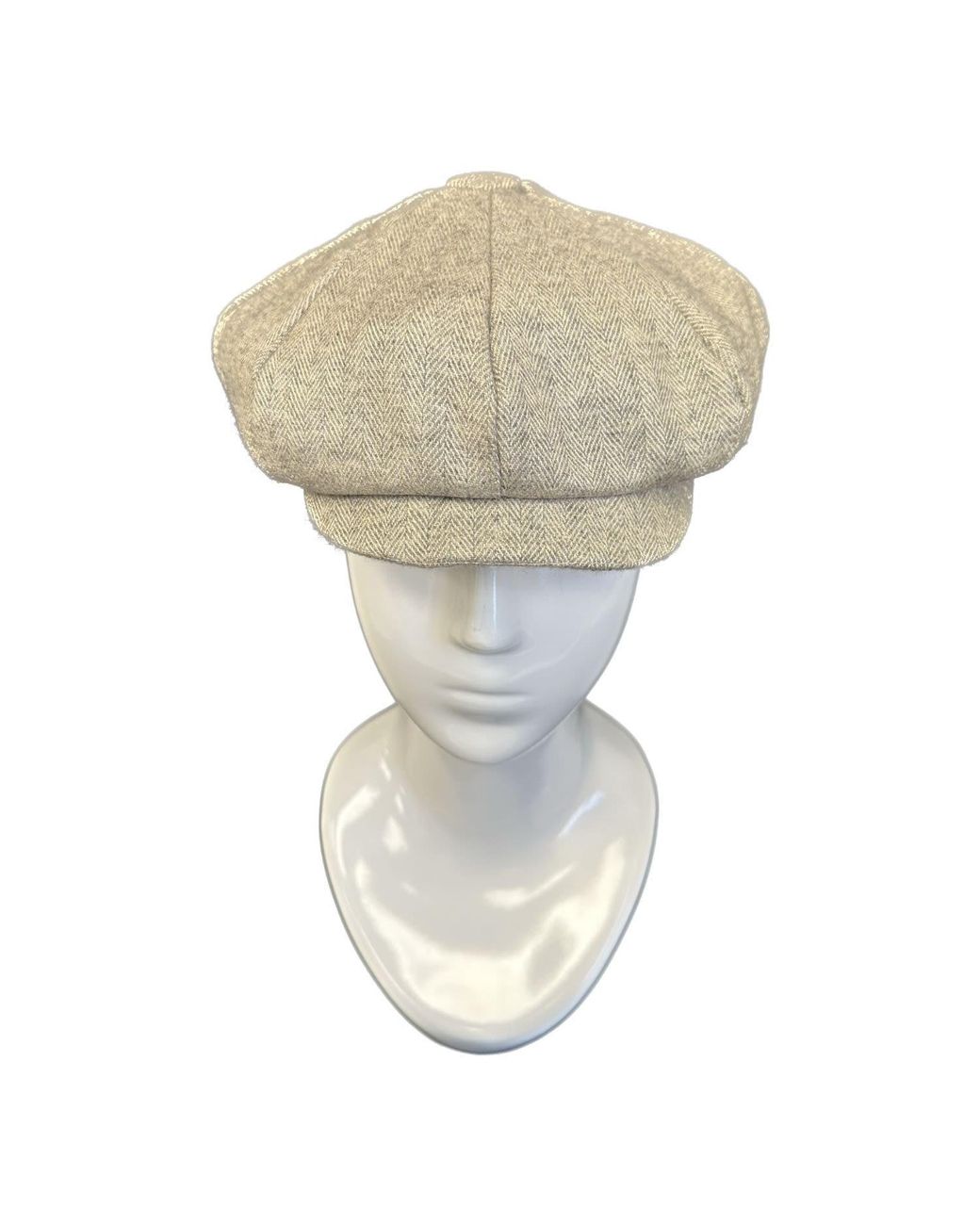 Kinalba Gray Herringbone Cashmere Baker Boy Cap for men