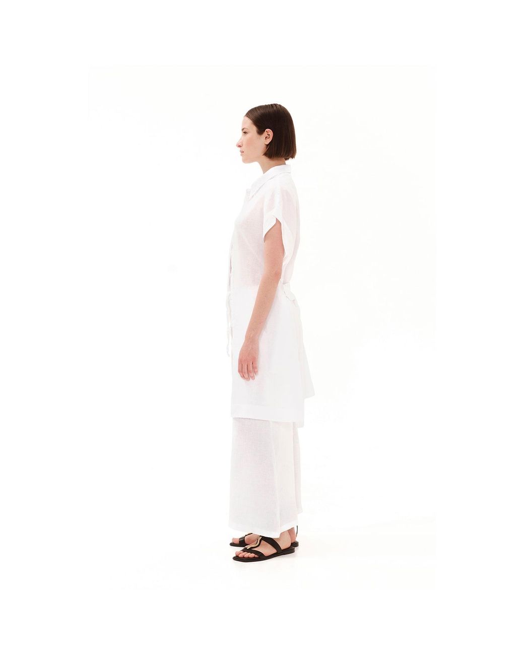 Haris Cotton Natural Neutrals Drawstring Waist Wide Leg Linen Pants Beach Sand