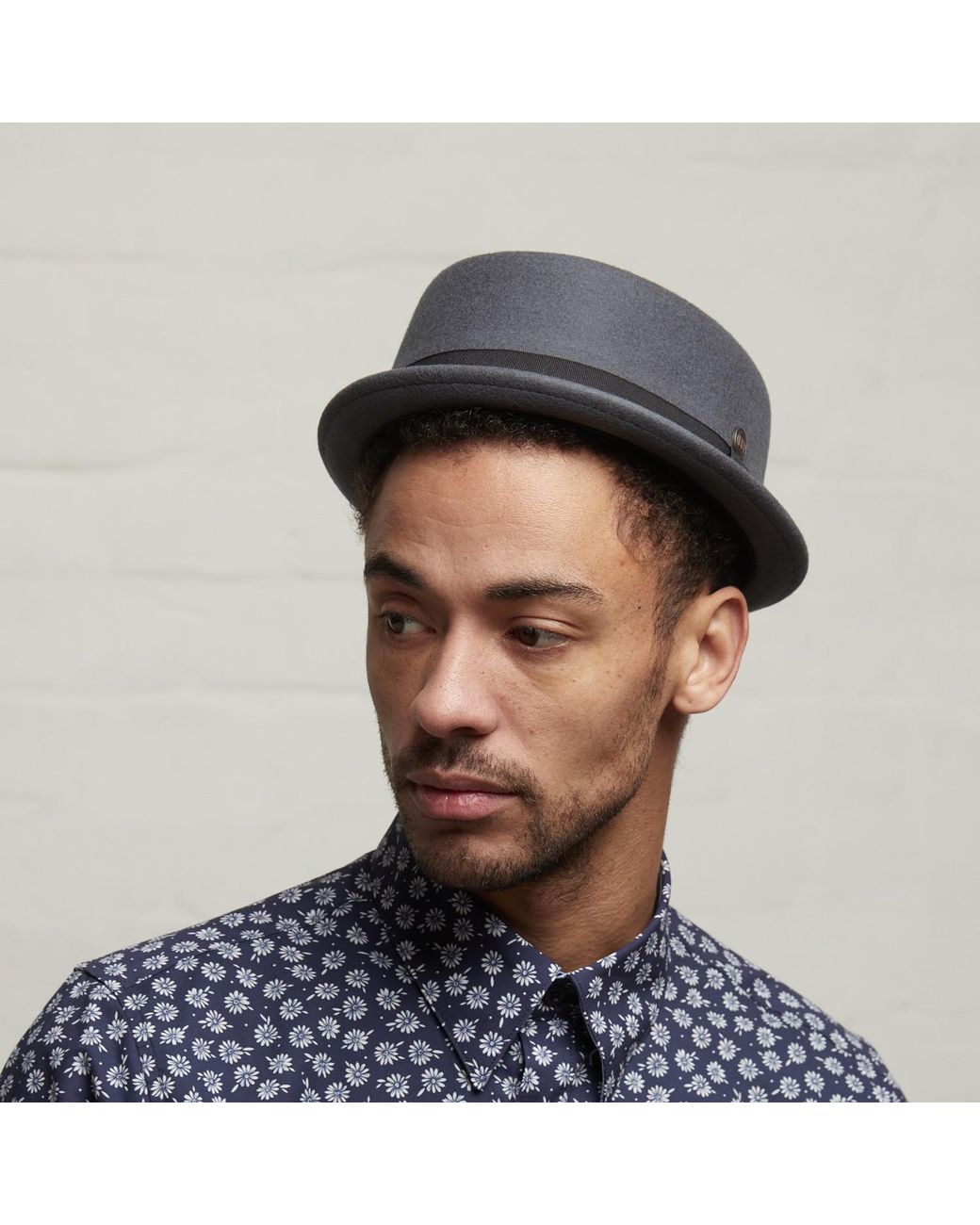 Dasmarca Hats Gray Jack Felt Skimpy Brim Short Brim Rude Boy Mod Style Porkpie Hat for men