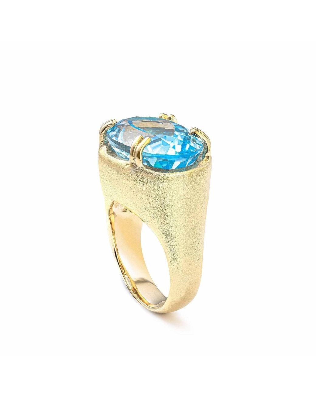 German Kabirski Blue Tethys Plated Ring With Natural Oval Cut Topaz