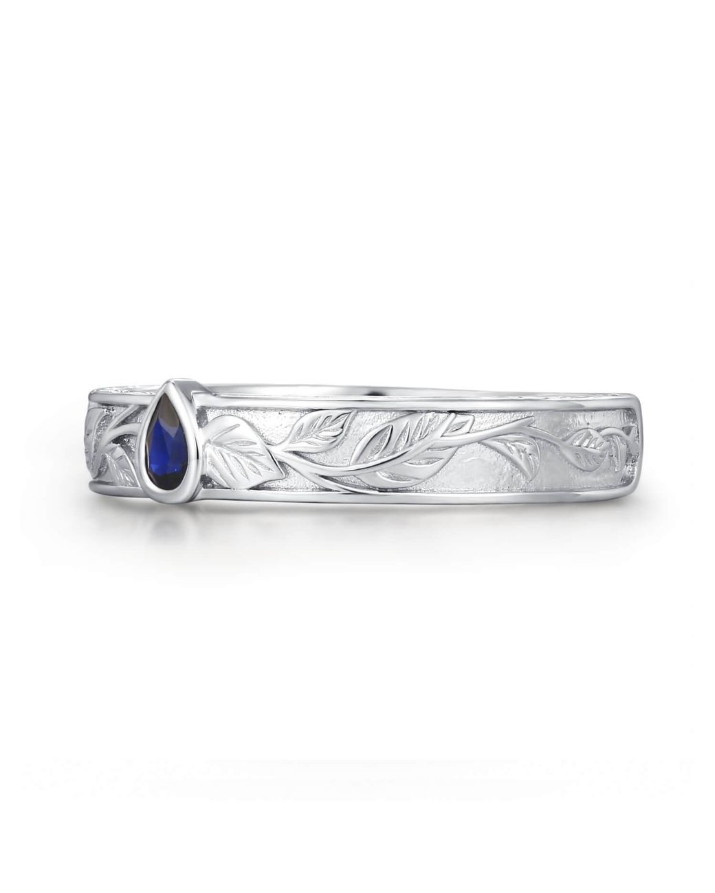 Azura Jewelry New York Blue Mallorn Leaf Sapphire Band Vermeil for men