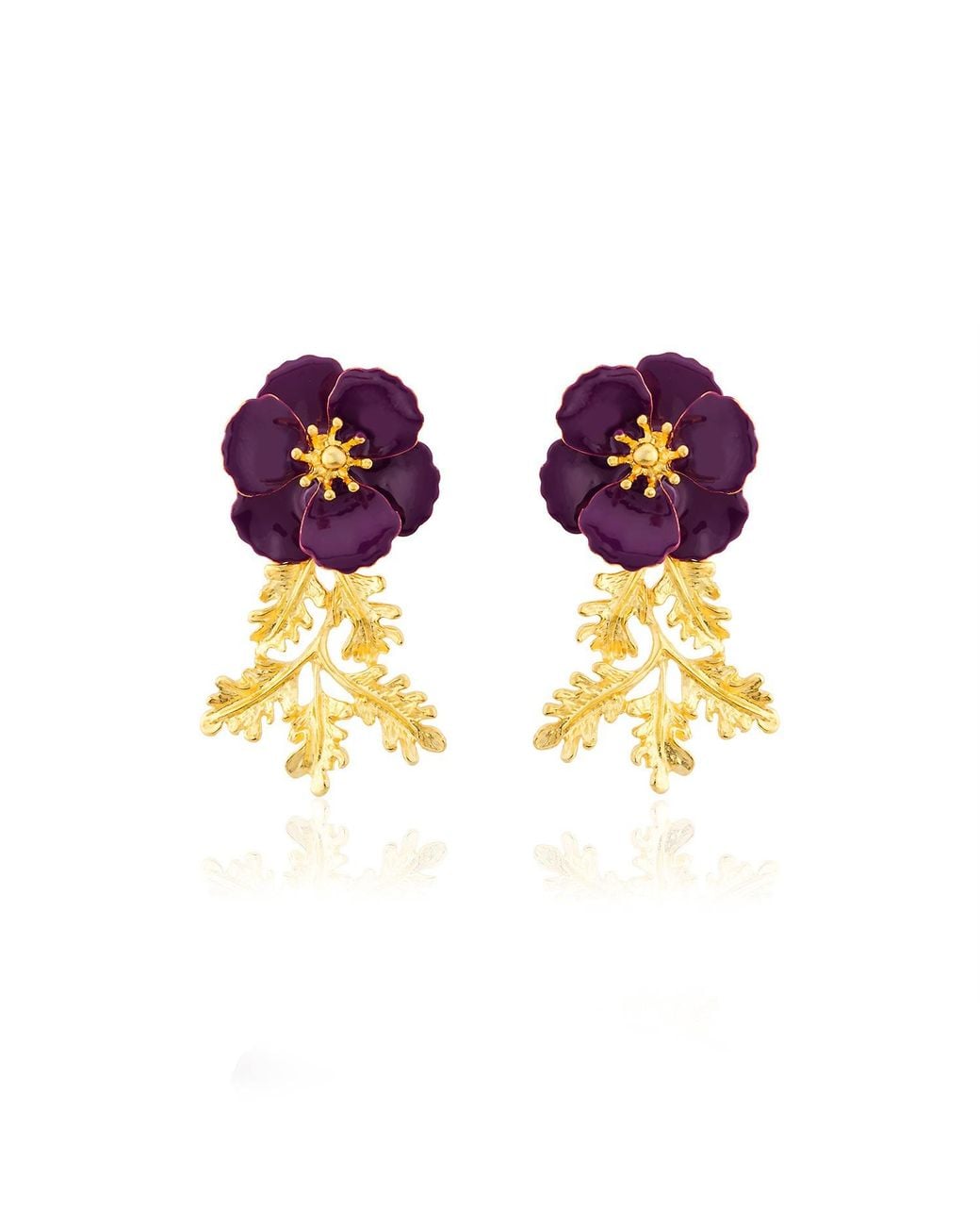 Milou Jewelry Purple Leafy Blossom Flower Earrings
