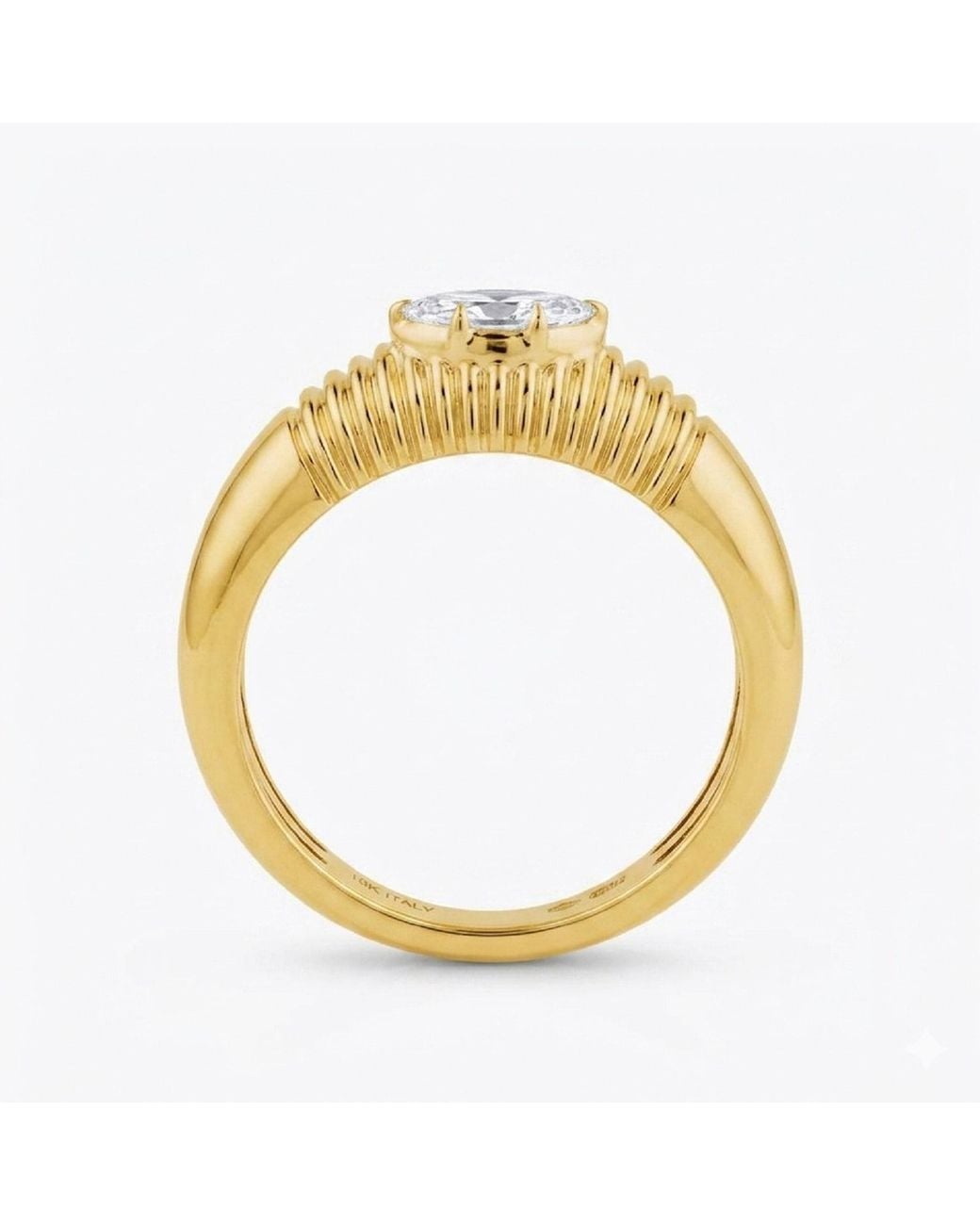 Artisan Metallic 14K Marquise Diamond Ribbed Solitaire Ring