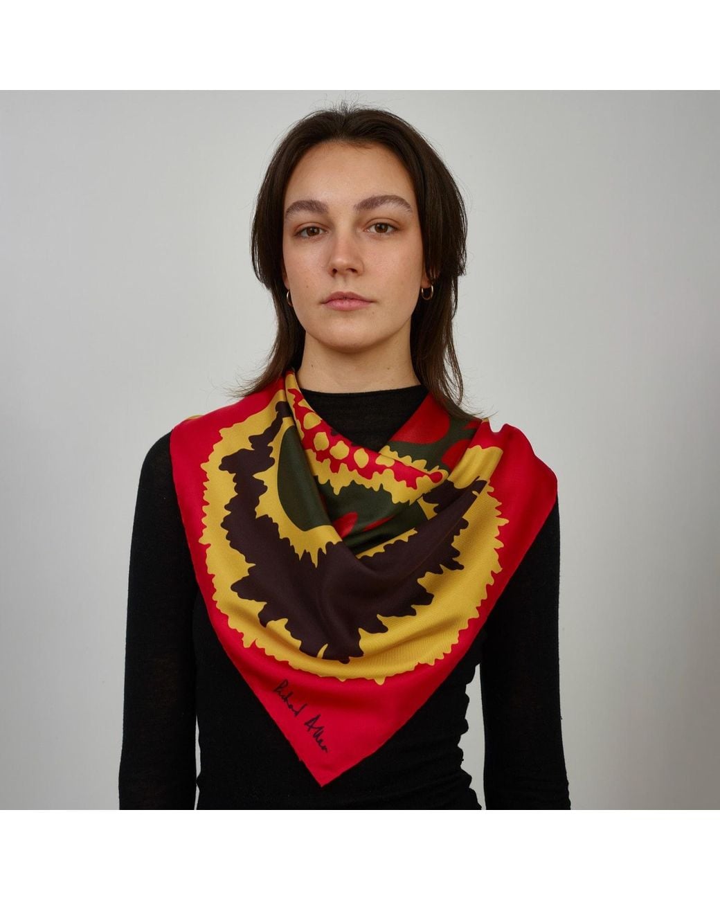 Richard Allan London Red Elsa Silk Scarf
