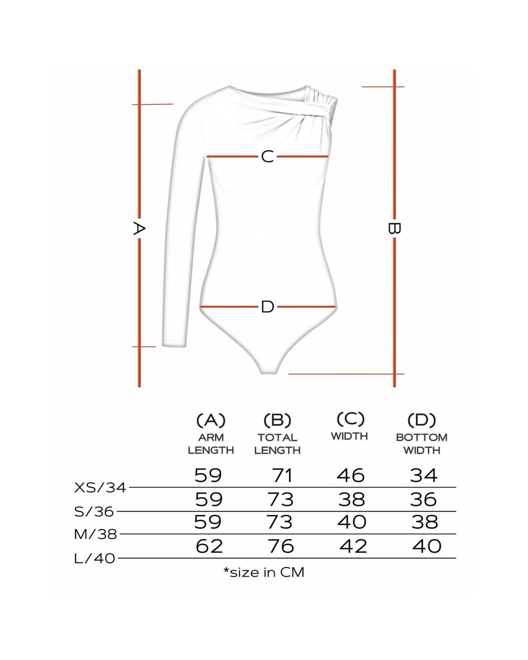 Maan Istanbul Red Asymmetrical Sleeve Bodysuit