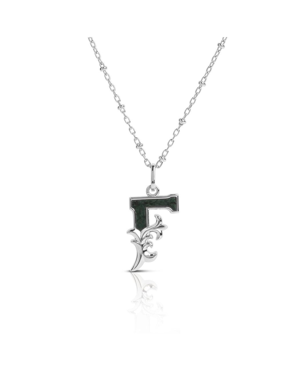 Kasun Metallic Solid F Initial Necklace With Marble