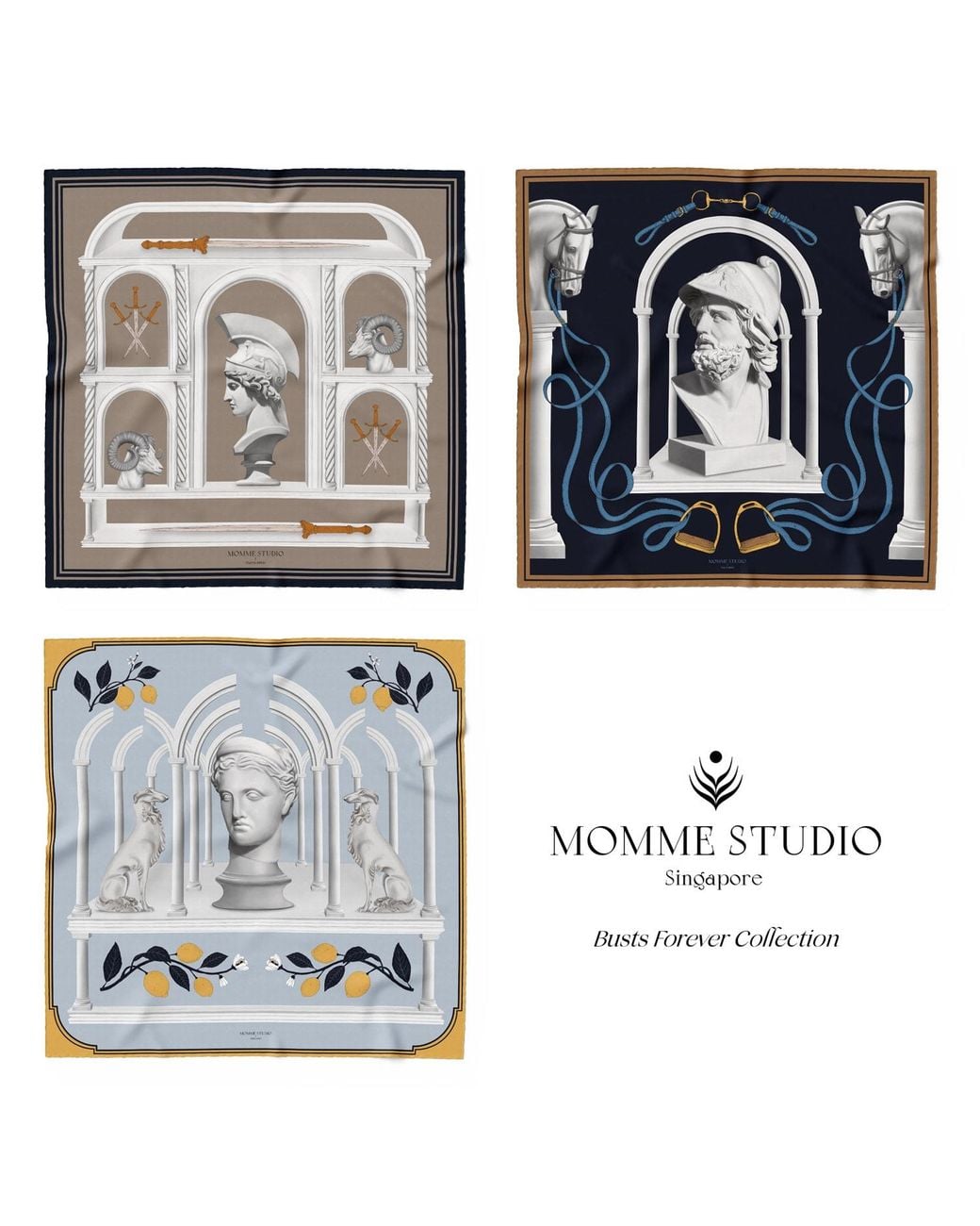 Momme Studio White Busts Forever Silk Scarf Collection