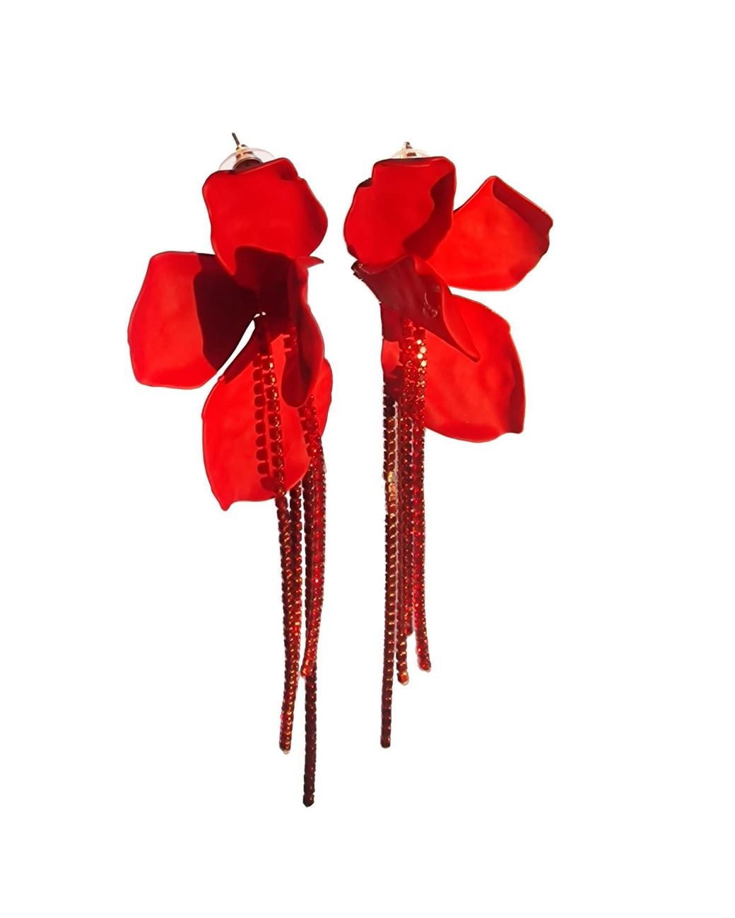Laura Daili Red Crimson Blossom Earrings