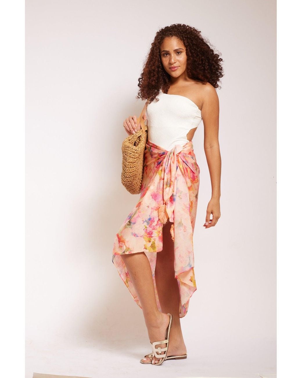 Yomisma Orange Peach Poppy Sarong