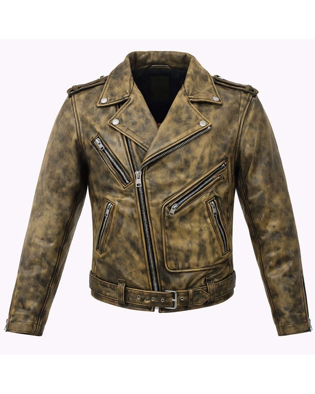 Zasta Studio Green Dirt Biker Vintage Biker Leather Jacket for men